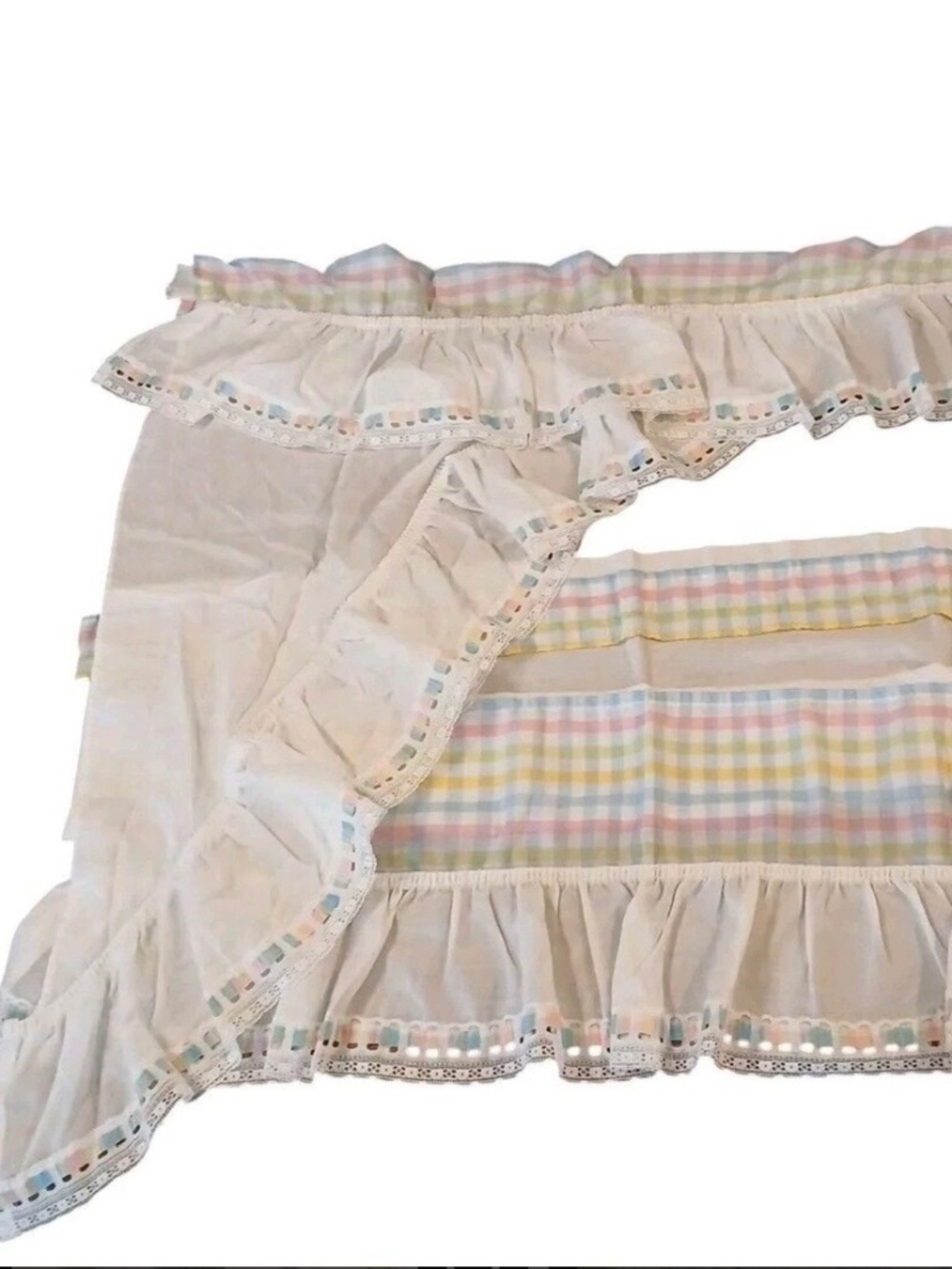 VTG JC Penney Pastel Checkered Swag & Valance Set